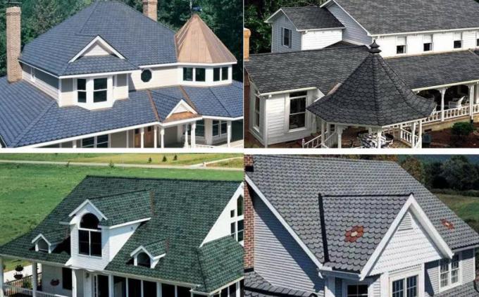 Fibra di vetro colorata Asfalto Shingles Pietra rivestita 2 strati Taglio Shingles Piastrelle 8